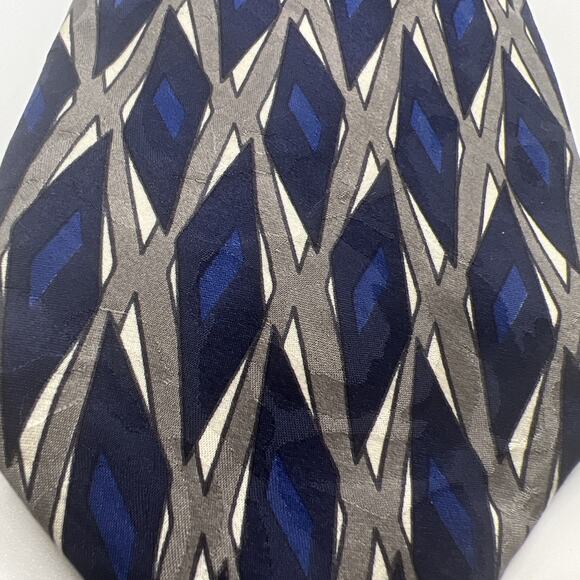 ROBERT TALBOTT STUDIO For Peter Richard Silk Tie ART DECO GEOMETRIC Blue Gray - Picture 10 of 12